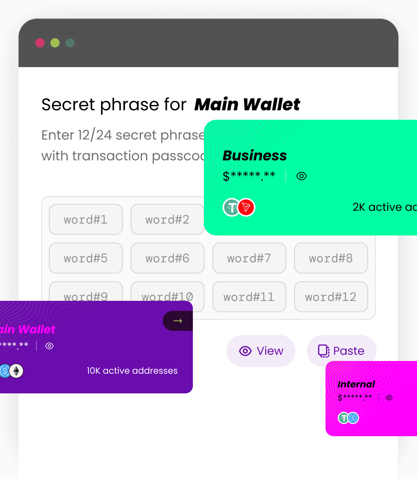 PayRam mobile view — unified wallet control